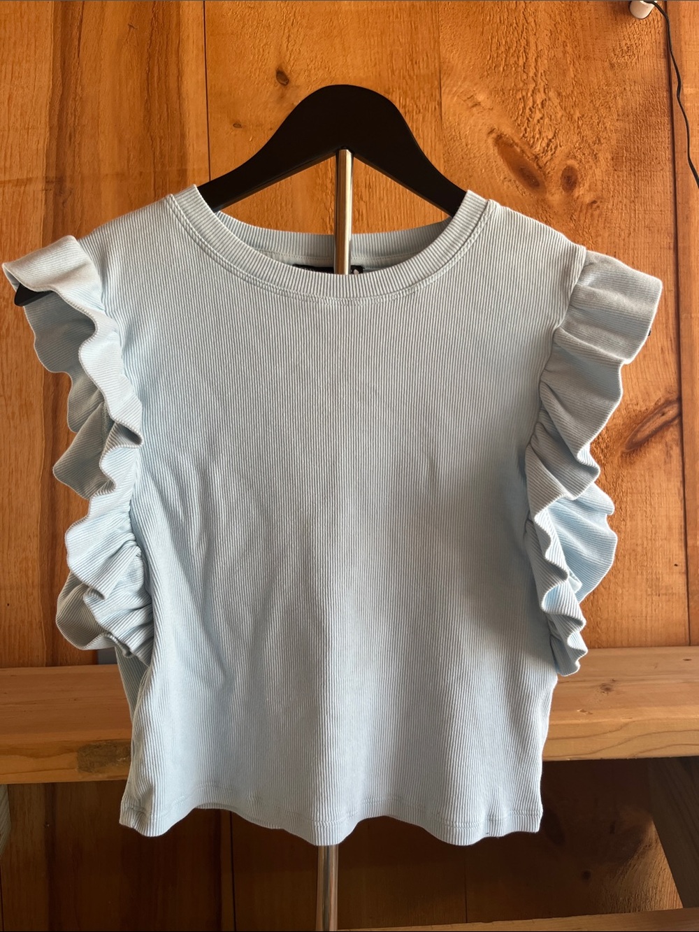 Zara Light Blue Ruffle Sleeve Tank Top